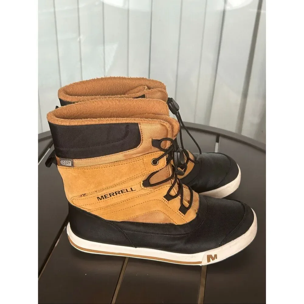 Merrell Snow Bank 2.0 Waterproof Snow Boots Boys Size 4M Brown/ Black Hiking